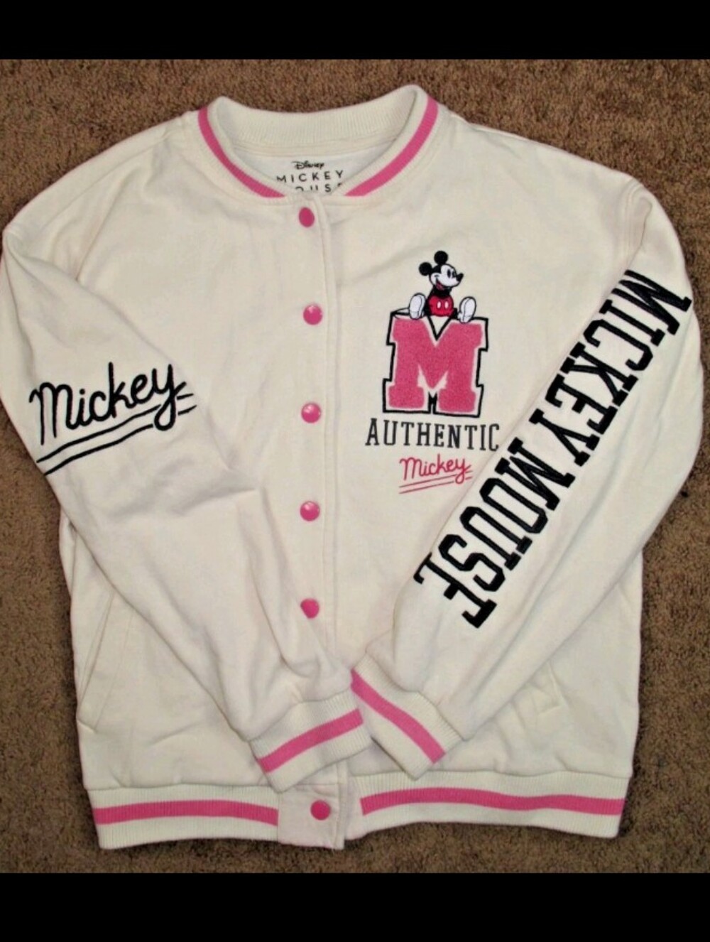 Disney Varsity Letterman Jacket Authentic Mickey Mouse Embroidered Women's M
